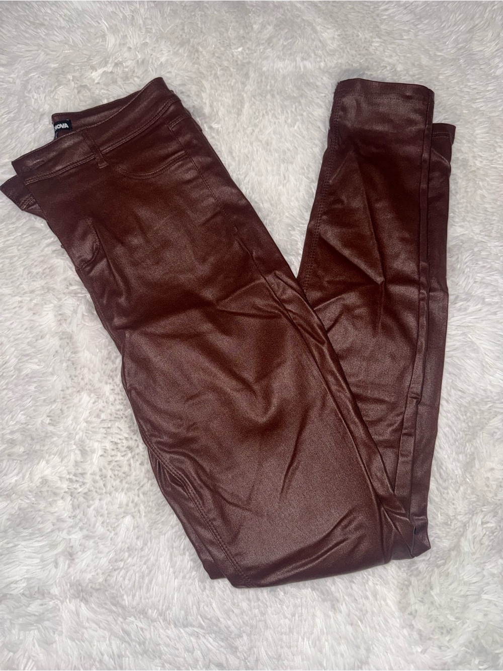 Fashion Nova Metallic Chestnut Faux Leather Pants